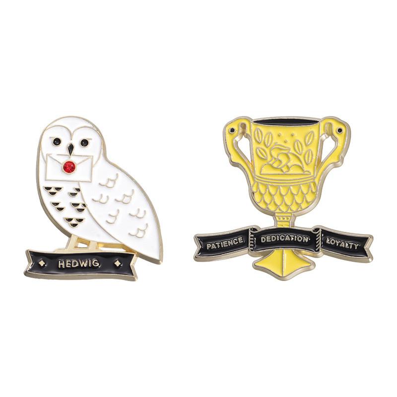 Unique Creative Cartoon White Dove Owl Trophy Style Metal Badge Fun Animal Pin