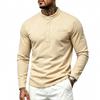 Men S Long Sleeve Henley T Shirt With Chest Pocket Casual Top