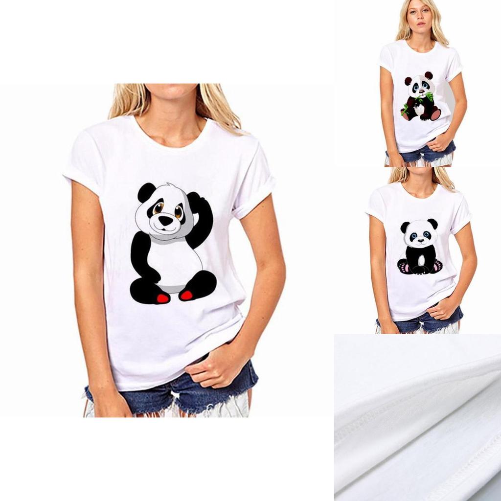 Stylish Women T Shirt Tops Featuring Adorable Panda Print For Summer Casual Wear