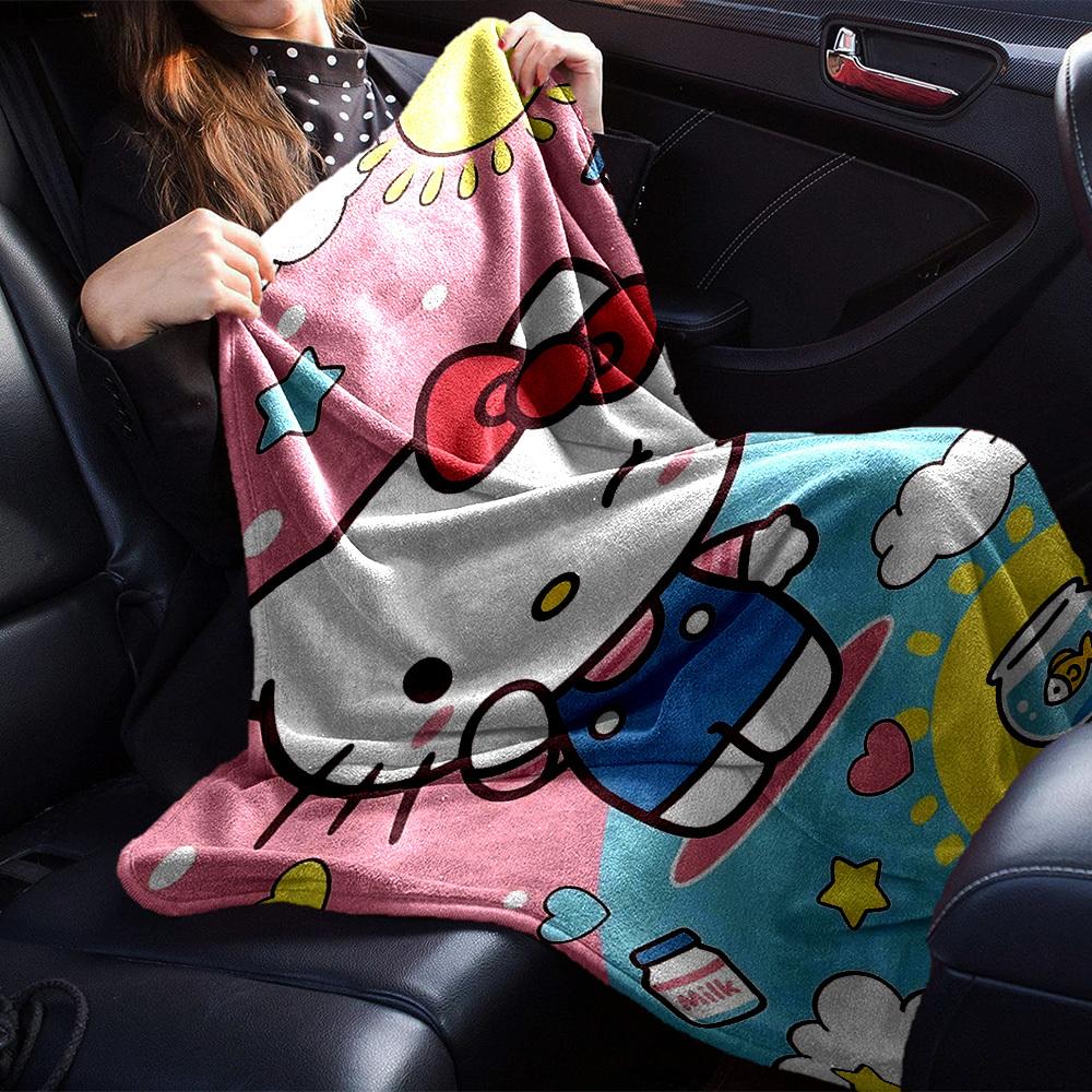 1pc Hello Kitty Milk blanket Lightweight Flannel Throw for Sofa Bed Travel Camping Livingroom Office Couch Chair