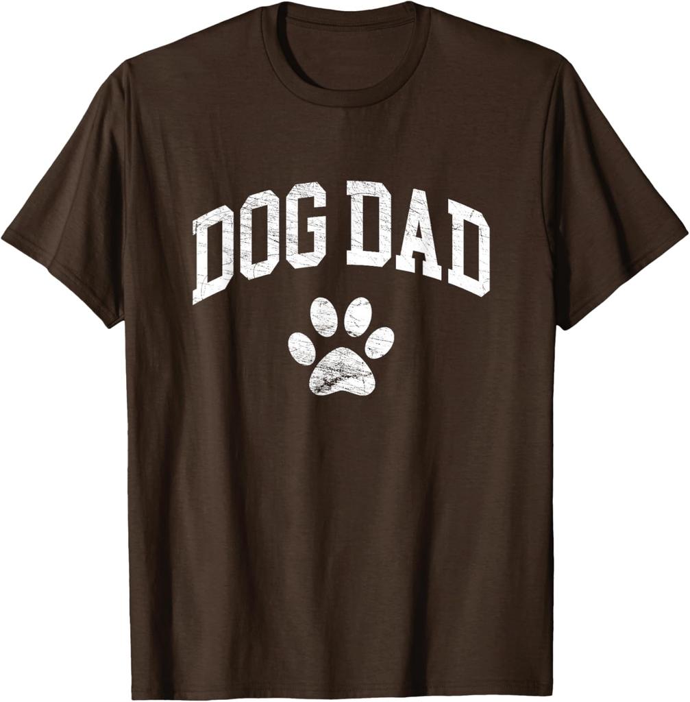 Dog Dad Paw Print Distressed Graphic Tee Casual Cotton TShirt for Unisex