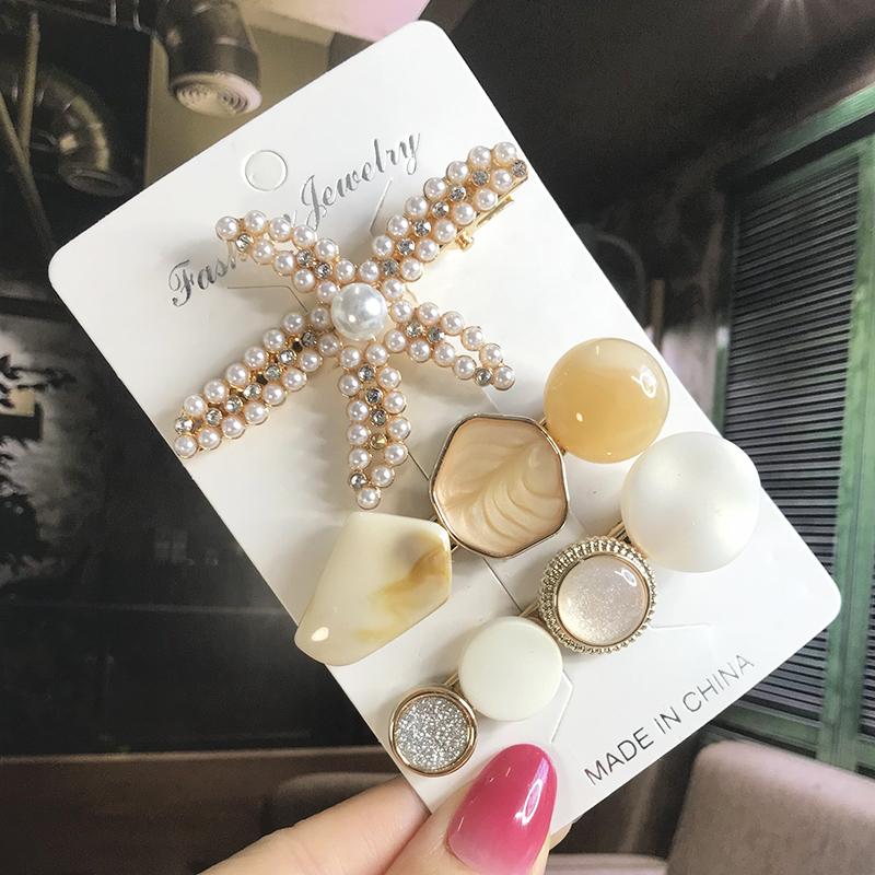 Fashion Hair Pins Side Clip Set Sweet Acrylic Waterdrop Hair Barrettes For Women Girls Korean Geometric Hair Accessories Jewelry