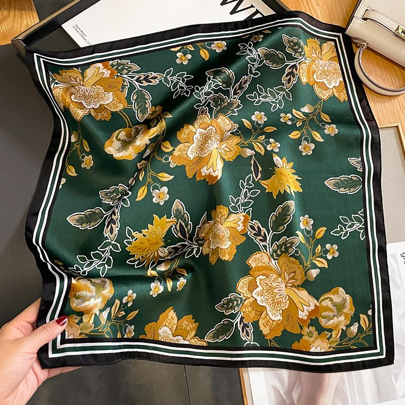 100% Real Silk Scarf Women Elegant Floral Print Foulard Neck Hairband Female Small Square Scarves Spring Kerchief Tie  New