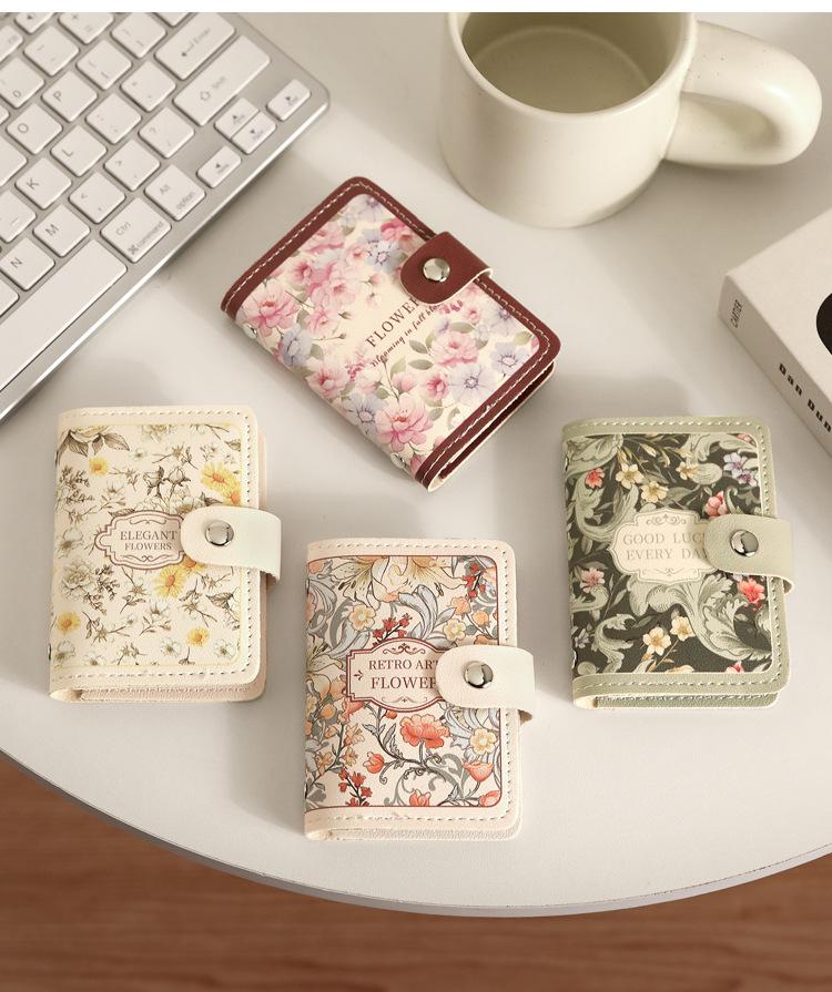 Mini Porte-Cartes Rétro Peinture à l'Huile pour Femmes Grande Capacité Multi-Fentes pour Cartes Housse pour Carte d'Identité Sac de Rangement pour Permis de Conduire Porte-Monnaie