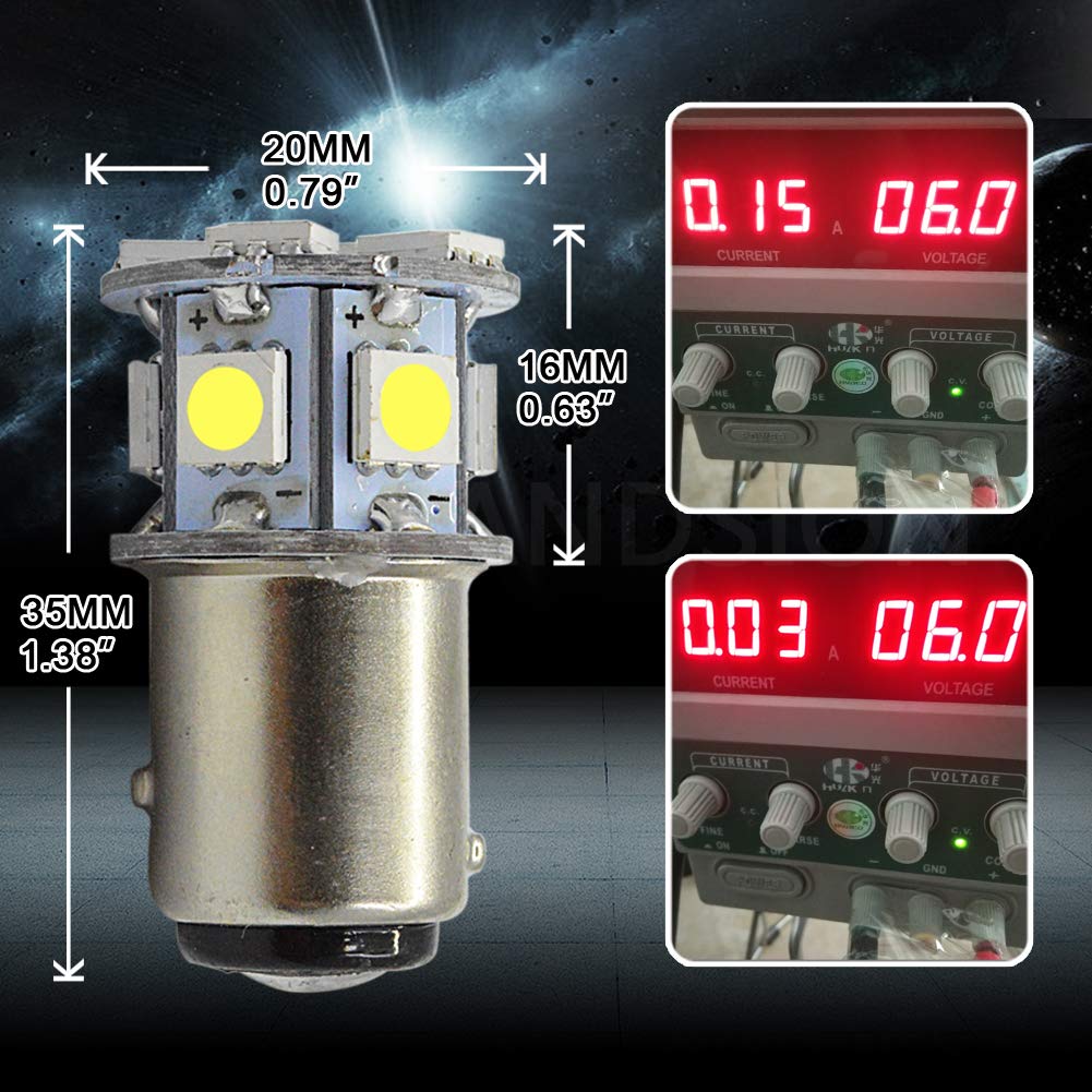Ruiandsion 2ks 6V S25 1157 BAY15D LED žárovka Offsetové kolíky 180° 5050 12SMD Zadní světlo Brzdové světlo, Bílá 6000K