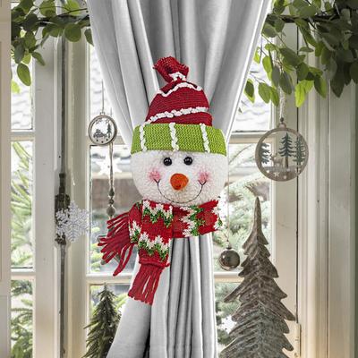 Yousheng Christmas Curtain Tieback Buckle Snowman Santa Claus Curtain Holdback Fastener Xmas Window Decoration for Holiday Home Decor