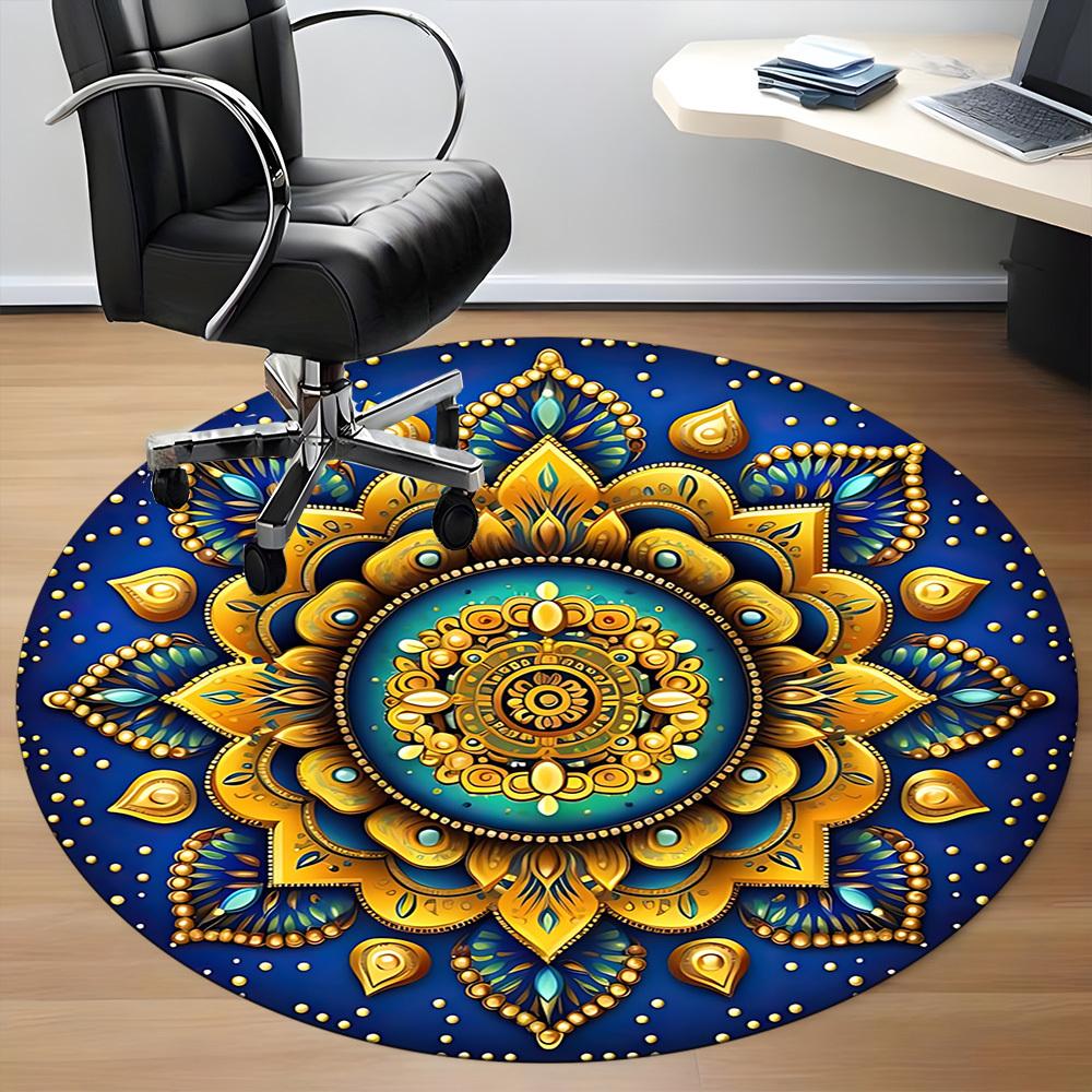 1pc Mandala, Ornament Chair Carpet for Office, Non Slip, Soft and Durable Office Rug