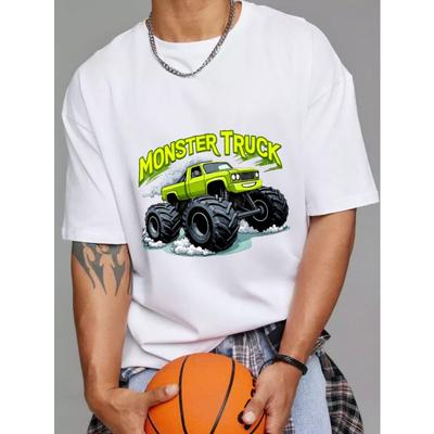Monster Truck T-Shirt Weiß Grün Monster Truck Grafik und Text für Freizeitkleidung
