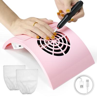 High Suction Power Nail Dust Collector Professional Nail Vacuum Cleaner for Nail Polish with 2 Dust Collecting Bag Salon Tools