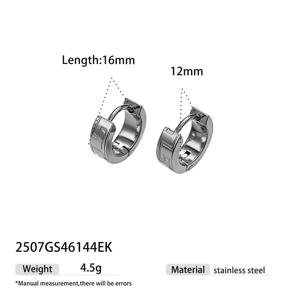 18K Gold Plated Greek Key Hoop Earrings-Tarnish-Free Hypoallergenic Meander Pattern Ear Studs for Girls Stainless Steel