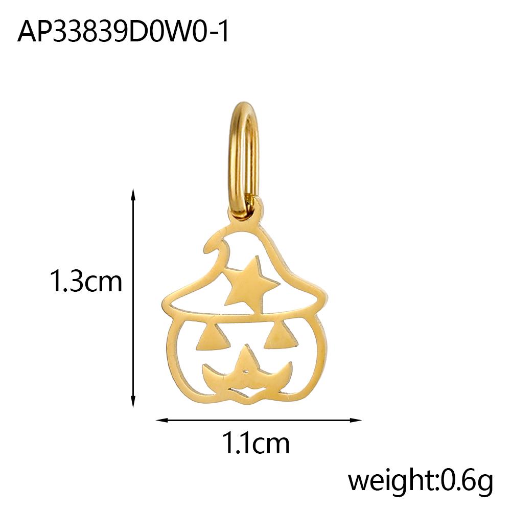 CARLIDANA Halloween Fun Party Accessories Charm Stainless Steel Pumpkin Skull Ghost Gold Plated Hat Titanium Steel Pendant