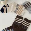 Vintage Maillard Contrasting Striped Mid-Leg Socks Women'S Season Birkenstockers Wool Warm Pile Socks