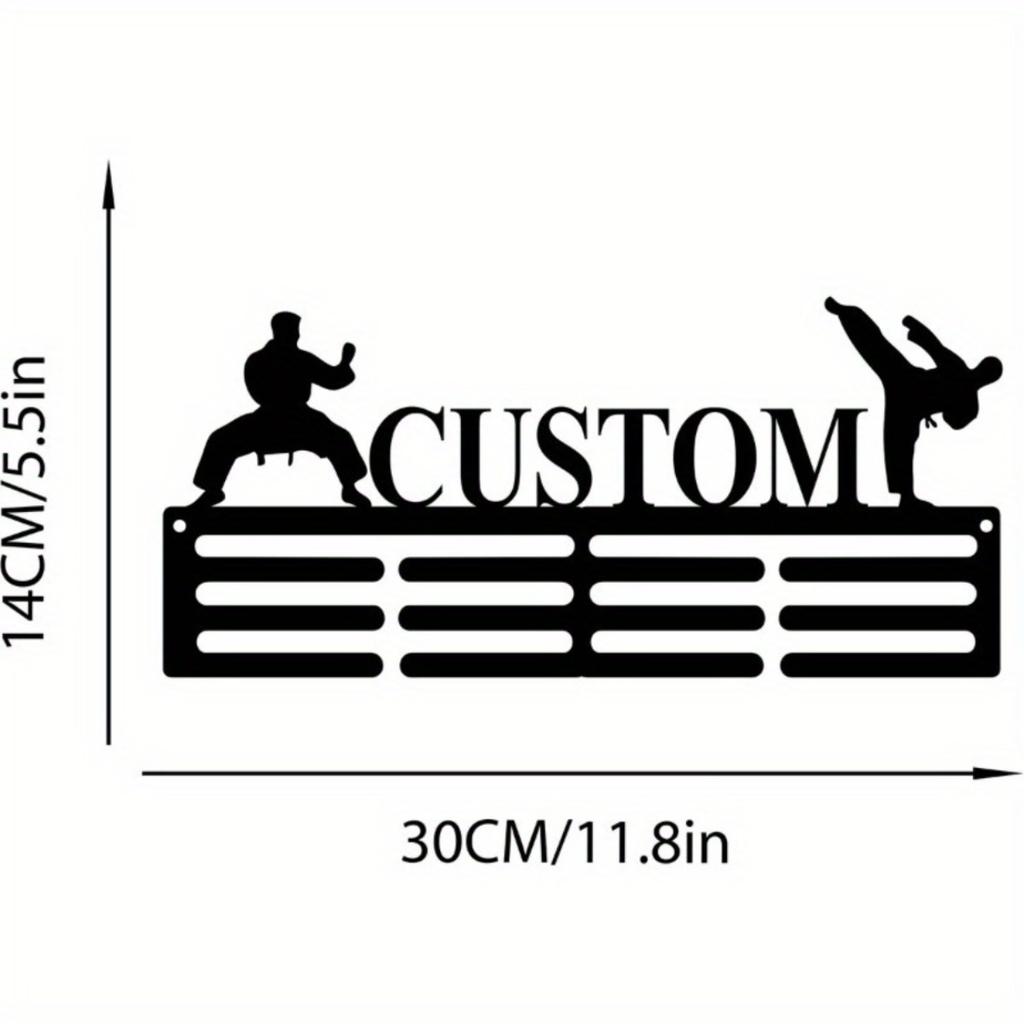 Soporte de Medallas de Karate Personalizado para Pared, 12 Barras para Cintas de Cinturón, Regalo de Artes Marciales para Hombre