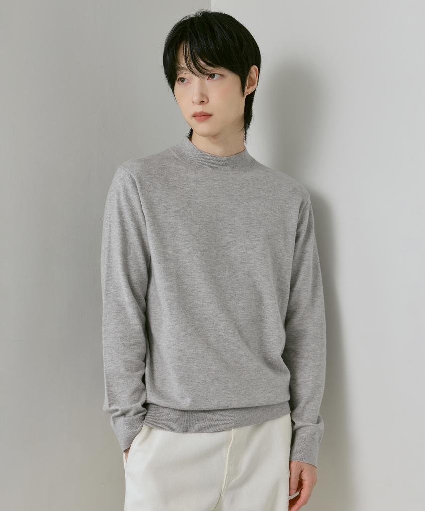 210EDIT Cashmere Blended Mock Turtleneck Knit [Melan Grey]_Zz4Sw011