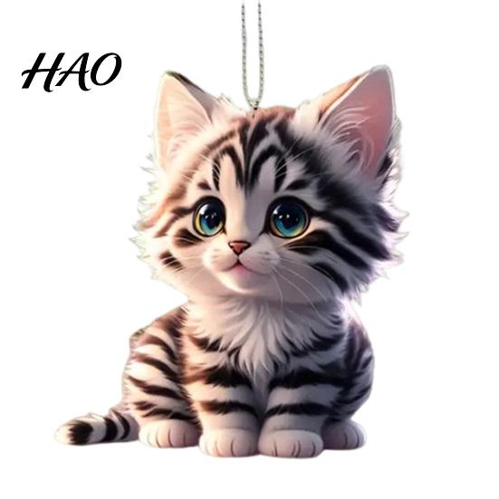 Heavy Duty Cat Decor Acrylic 2D Car Hanging Decoration Home Office Backpack Auto Decorative Pendant Rearview Mirror Cartoon Kitten Animal Ornament