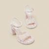 Elegant Temperament Party Thick  High Heels Pumps 2024 New Fashion Exposed Toes Non-slip Printing Women's Sandals Summer