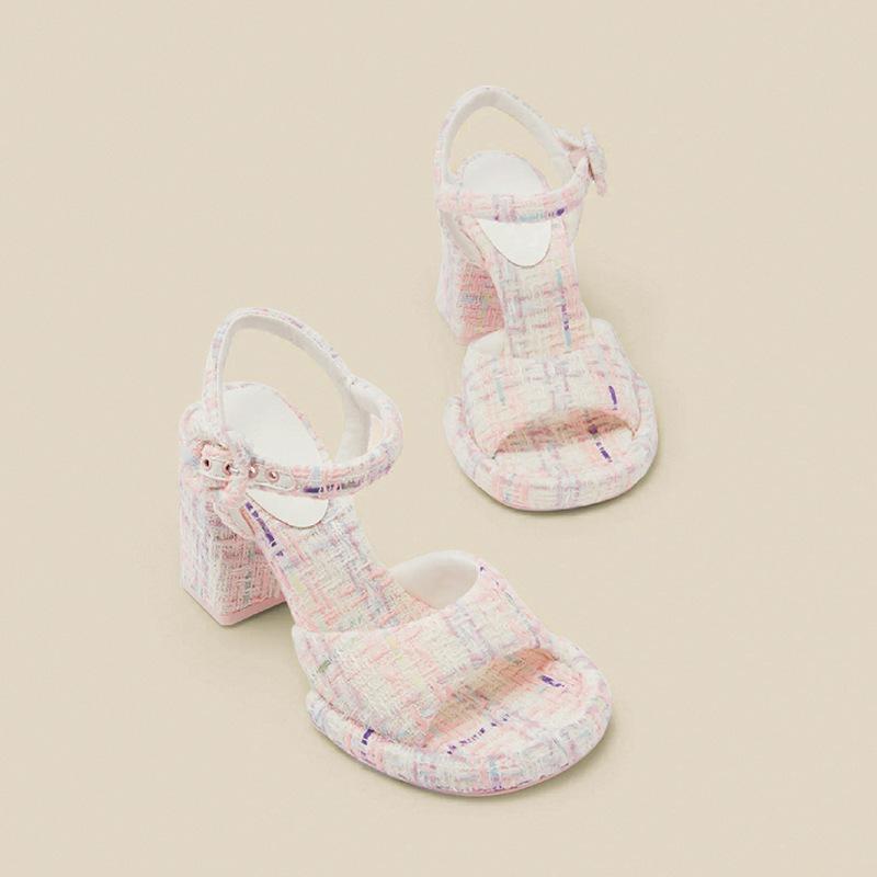 Elegant Temperament Party Thick  High Heels Pumps 2024 New Fashion Exposed Toes Non-slip Printing Women's Sandals Summer