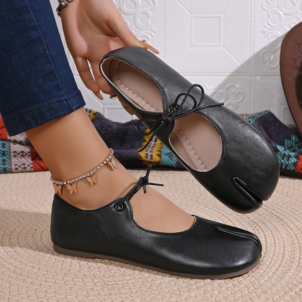 Soft Leather Split Toe Women Tabi Ballet Flats Spring Autumn Comfortable Walking Lazy Loafers Casual Girls Dance Shoes