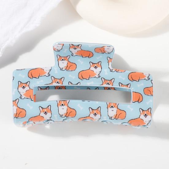 Hair Claw Cartoon Animal Pattern Rectangle Shape Back Head Hair Clip Anti-slip Teeth Versatile Hair