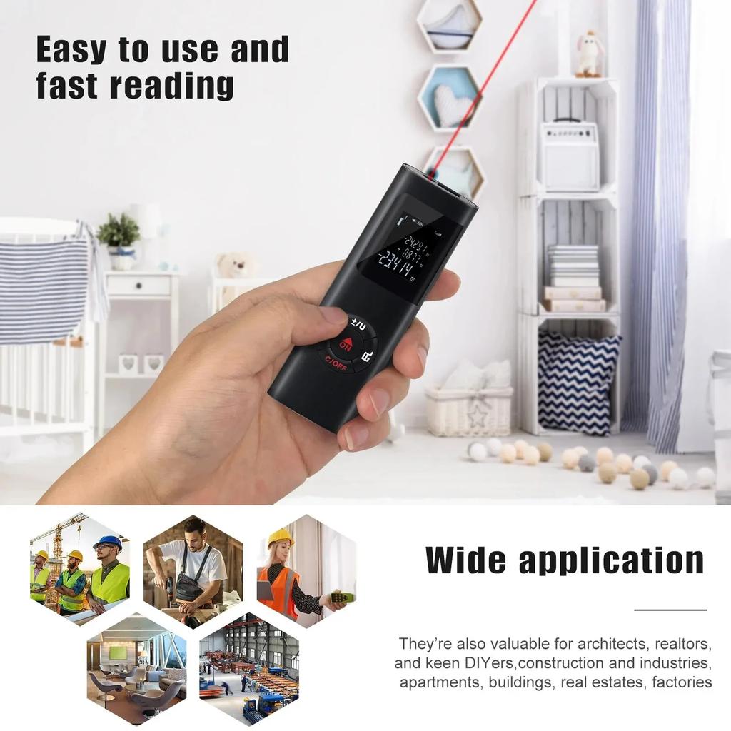 40M/60M Mini Smart Laser Distance Meter Measure Infrared Rangefinder USB Rechargeable Handheld Laser Range Finder High Quality