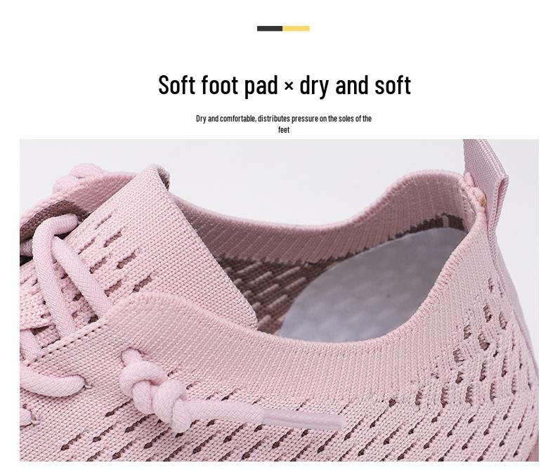 Women's Summer Breathable Fly-Knit Lace-Up Sneakers - Soft Sole Casual Style