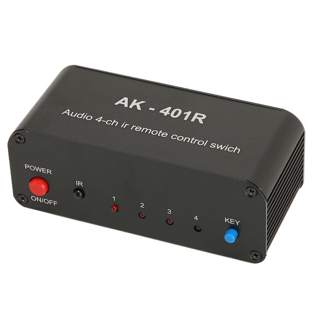 4 Way RCA Switcher Multifunctional 4 in 1 Out RCA Stereo Switch Selector with IR Remote Control for