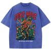 Amerikanisches Retro-T-Shirt Herrenmode Straßenkleidung Gewaschenes Altes Straßenkleidung Skelett Sänger Grafik-T-Shirts