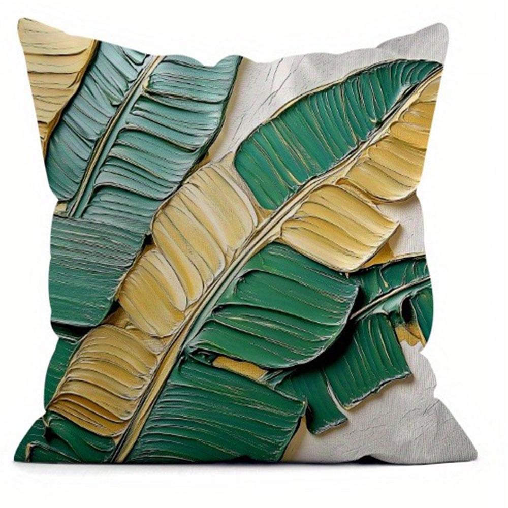 Simple Leaf Pattern Home Decor Pillowcase Bedroom Living Room Sofa Decoration Polyester Cushion Cover with Zipper