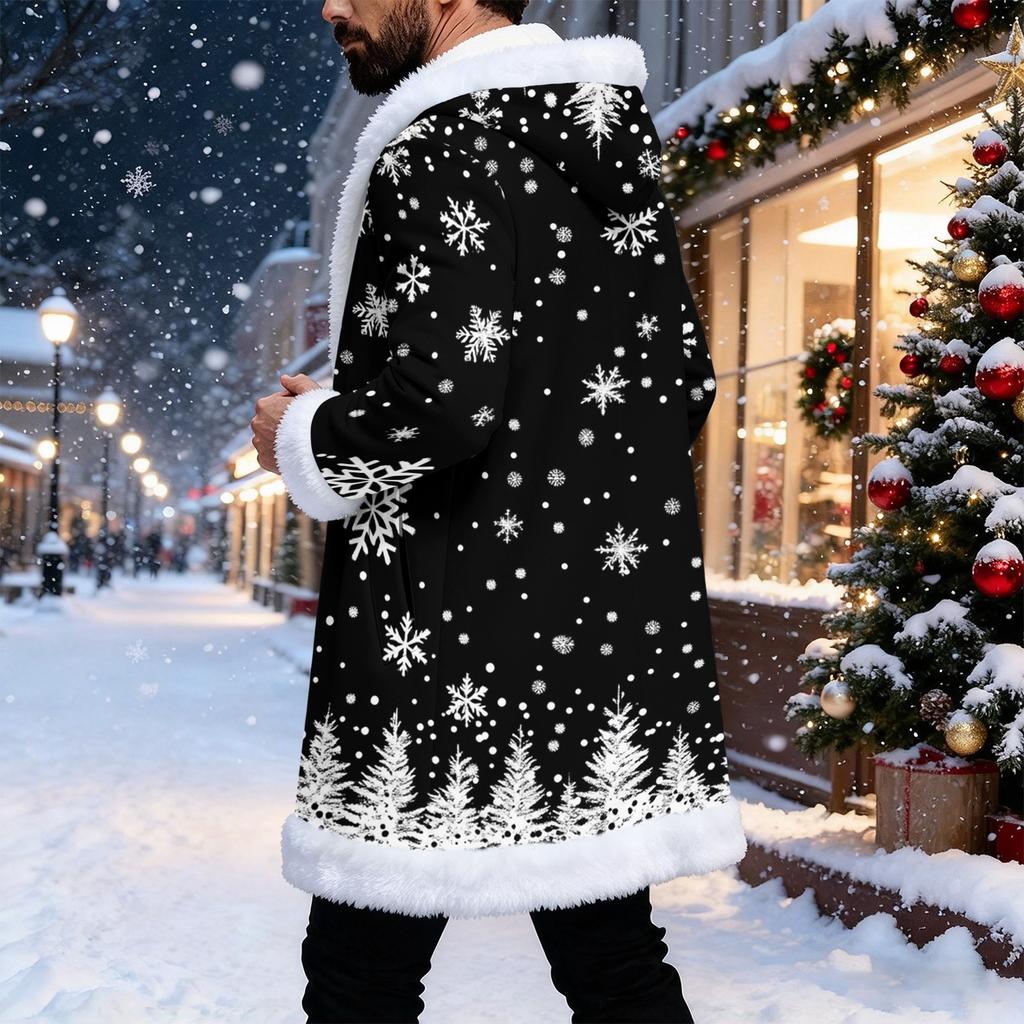 Men's Casual Snowflake Print Winter Jacket for Outdoor Travel and Everyday Wear
