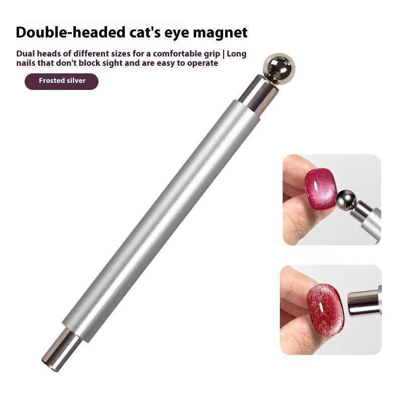 

Магнитная палочка для маникюра «кошачий глаз» с двумя концами и стальными шариками, суперсильный магнит для гель-лака, ручка-магнит для маникюра серебряный