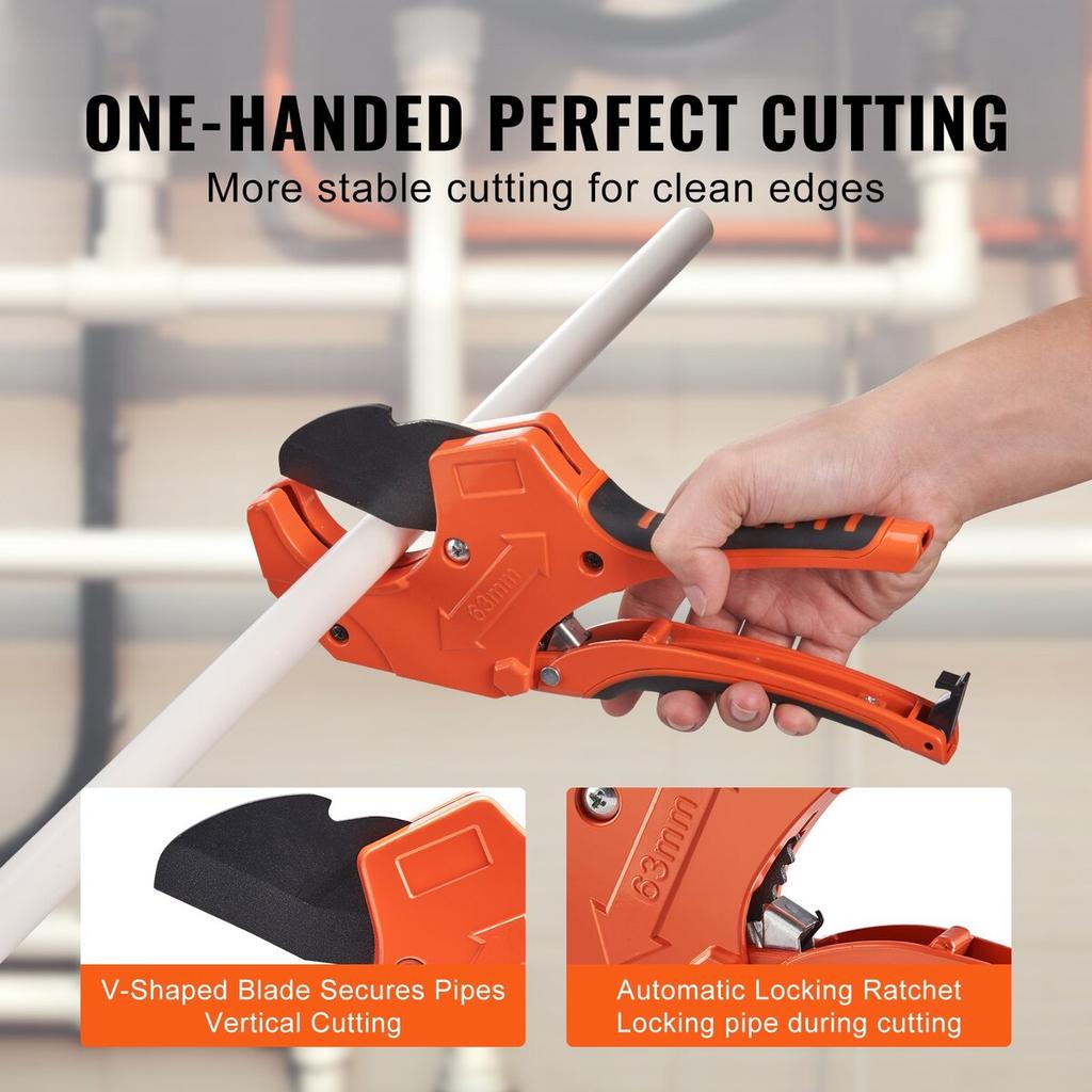 PVC Pipe Cutter Ratcheting PVC Pipe Cutter 0-2-1/2" O.D. & Spare SK5 Blade