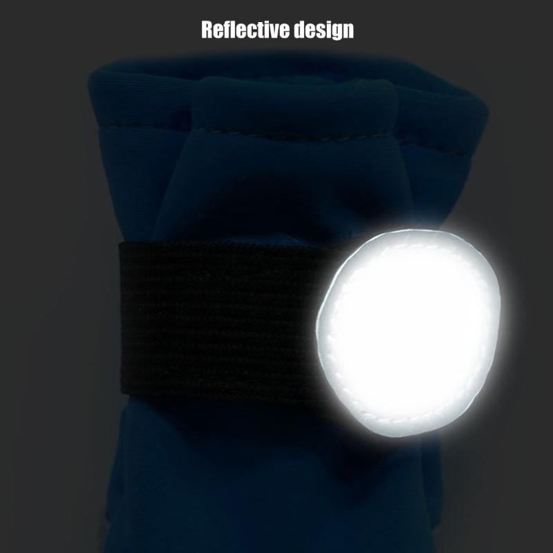 Pack of 4 Reflective Dog Bootie Waterproof AntiSlip Soles Soft Rain Shoes Paw Protectors for Small Breeds Hiking Walking