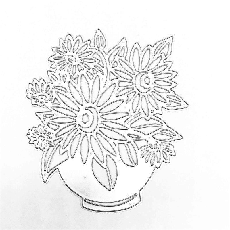 

Корзина с цветами хризантемы, дизайн-шаблон, скрапбукинг, ремесло, штамп, 3D DIY, изготовление фестивальных карточек серебряный