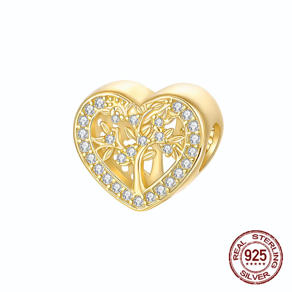 Double Sided Heart Sisters Charm Copper Tree Of Life Family Dangle Pendant Fit Bracelet Necklace Diy Jewelry