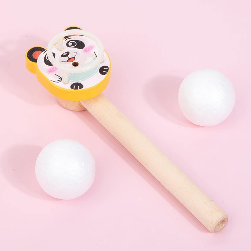 Wooden Floating Ball Blowing Game - Animal/Fruit Theme, Suitable For Children's Lung Capacity Exercise And Hand-Eye Coordination