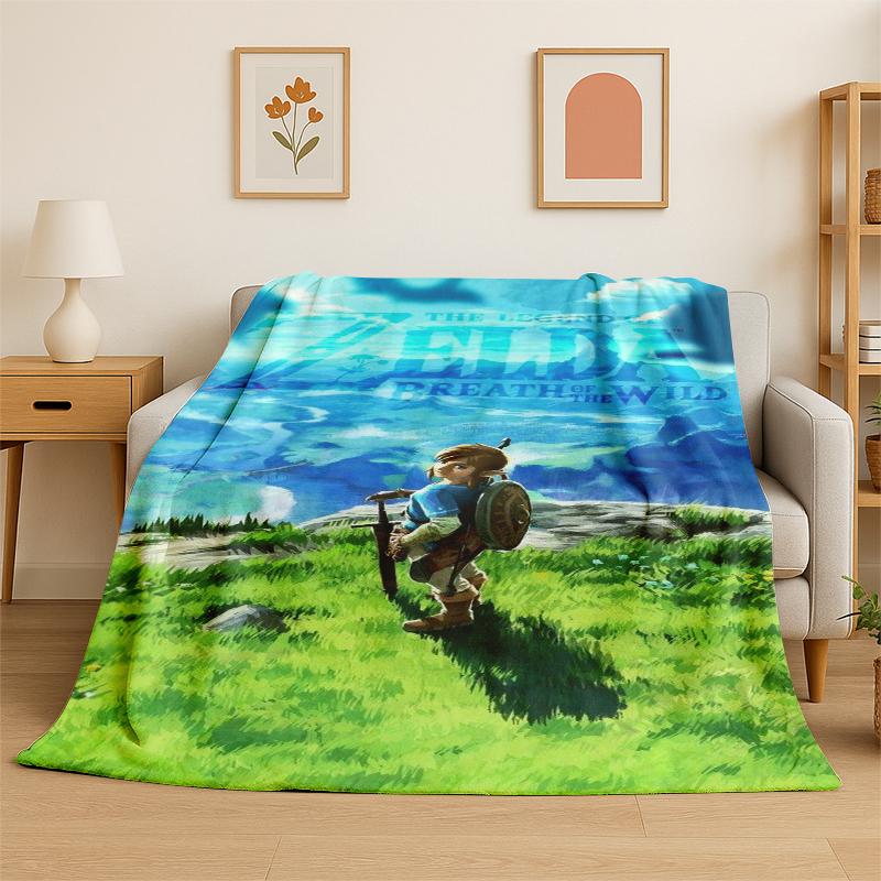 Classic Game Z-Zelda Cartoon Link Flannel Blanket Soft Warm Throw Blanket for Bedroom Living Room Bed Travel Camping Picnic