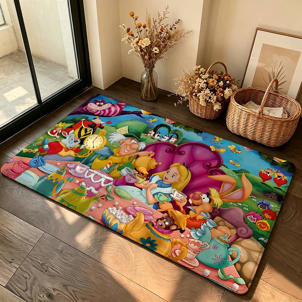 Classic Anime-A-alice In-W-wonderlandS Cute Carpet Bathroom Anti-slip Mat Door Mat Home Decoration Mat Entrance Door Mat