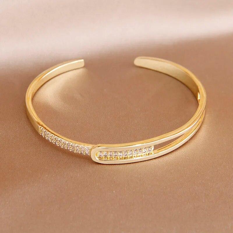 Brățări cu farmece geometrice cu goluri delicate coreeane și japoneze pentru femei Bijuterii de marcă de modă Brățări din cristal Accesorii