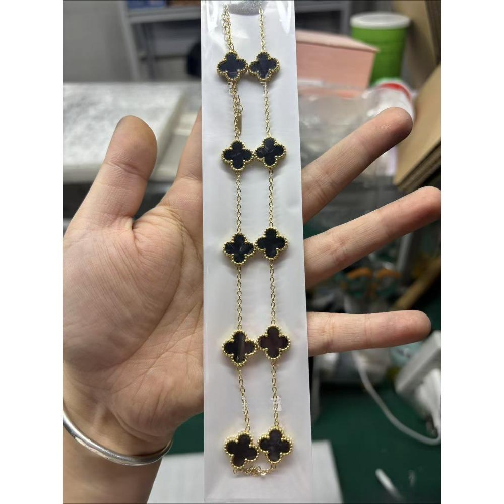 High-end Ten-flower Necklace Double-sided Four-leaf Clover Clavicle Chain Luxury High-end Women's Necklace