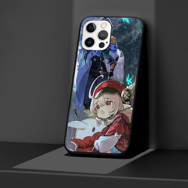 Genshin Impact Case For Apple Iphone 14 11 13 12 Pro Max Xr 7 8 +Se 2020 Xs 6 6s Plus 5 5s Cartoon Black Silicone Phone Cover