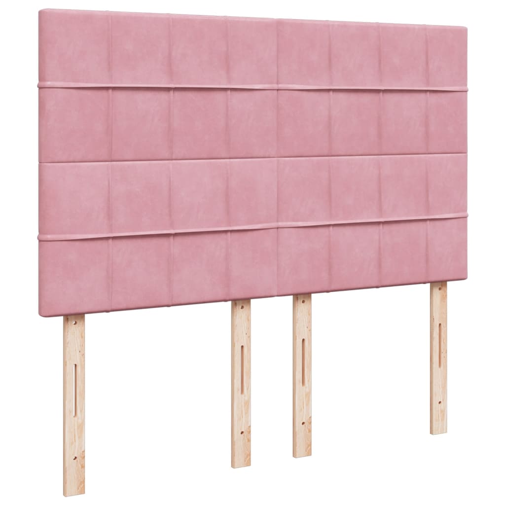 Pink Box Spring Bed with Mattress 140 X 190 Cm Velvet