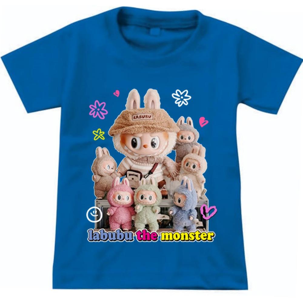 

2025 New Labubu Children s T-shirt LABUBU Cute Style Pattern Girl Round Neck Short Sleeved Casual Versatile Clothing 110