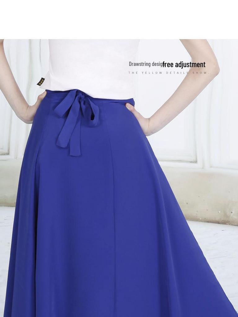 Red Shoes Midi Skirt: Gossamer Korean Dance Performance Costume for Women