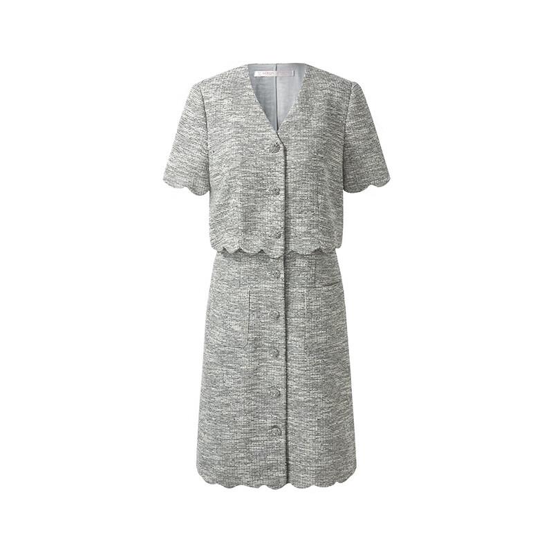 GOELIA Lace Trim Faux Two-Piece Dress