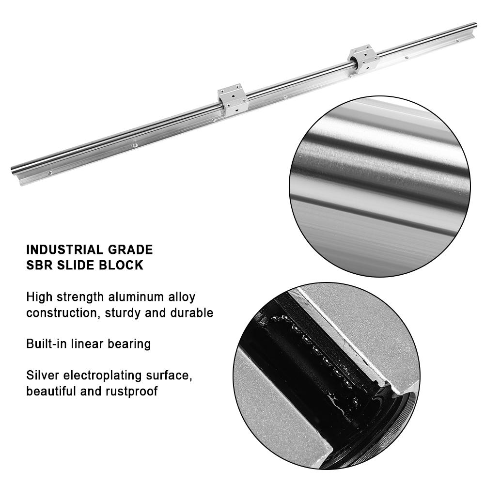 2pcs SBR16 1000mm Linear Slide Rail Shaft   4pcs SBR16UU Baring Slide Block