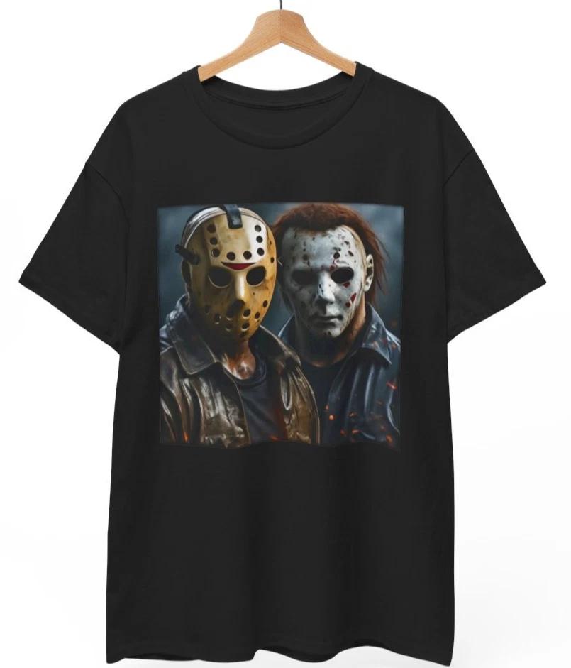 Michael Myers & Jason T-Shirt Horror Movie Halloween Slasher Unisex T-Shirt M