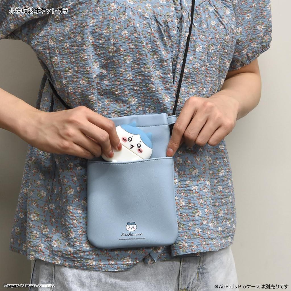 Gourmandies Chiikawa IIIIpocket Smartphone Hachiware and Polyurethane Pouch, (Black White) CK-16B,