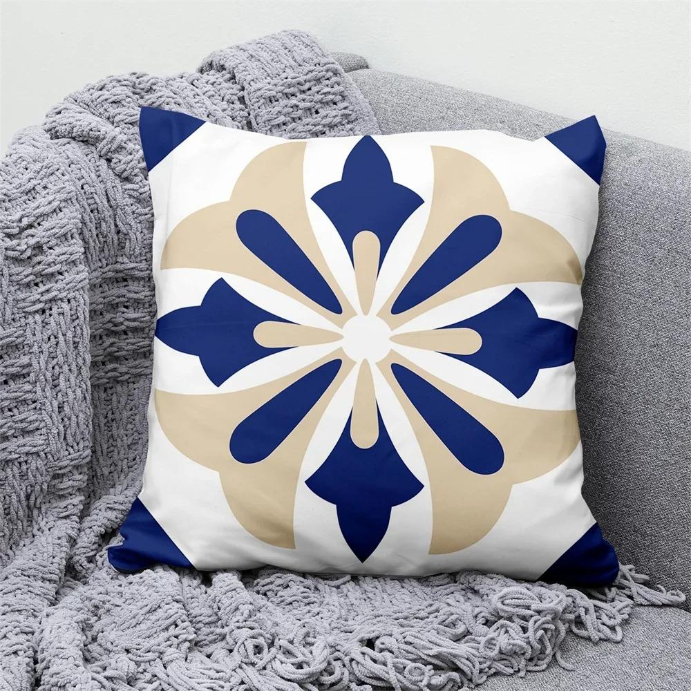 Blue Geometric Decorative Pillowcase Interior Decoration Office Living Room Home Pillowcase