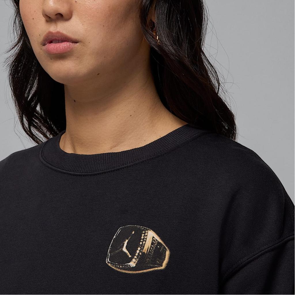 Jordan Brooklyn Fleece Fleece Knit Crewneck Sports Long Sleeve Sweatshirt Women Sweatshirt Black Sail HJ0206-010