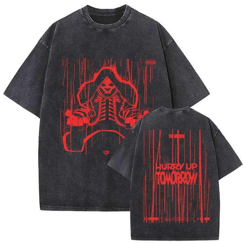 The Weeknd XO Tour 2025 Maglietta Lavata Vintage Uomo Donna Pop Music Manica Corta T-shirt Rap Hip Hop Abbigliamento Gotico T-shirt